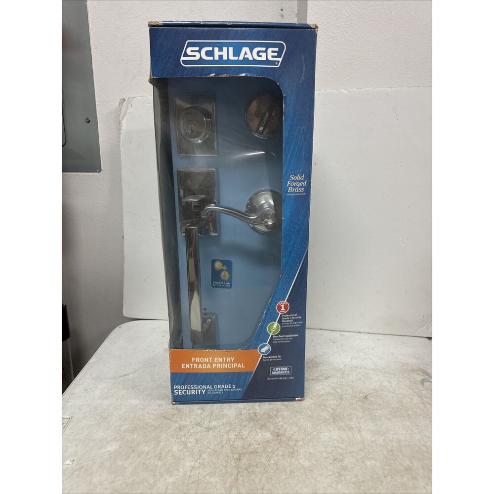 Schlage Front Entry Professional Grade Security Solid Forged Brass Bright Chrome